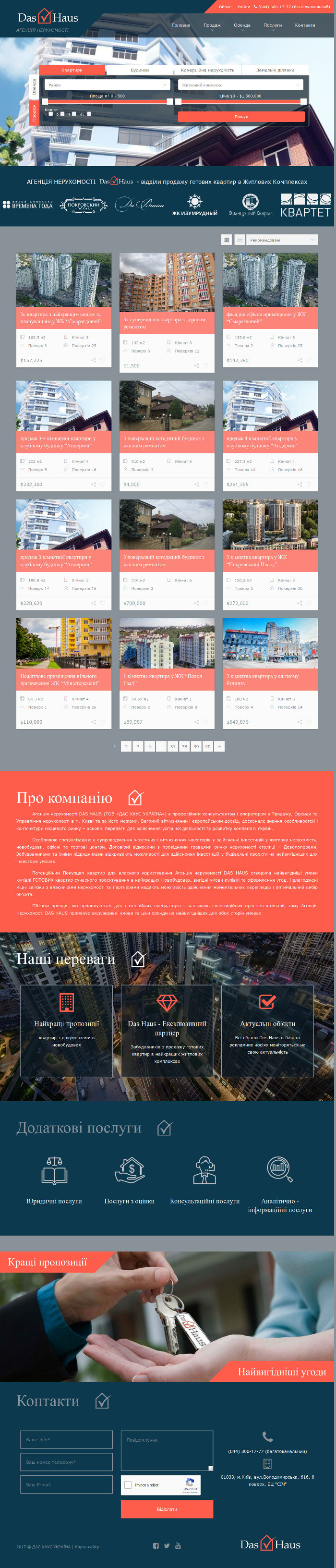 Сайт агенції нерухомості Das Haus